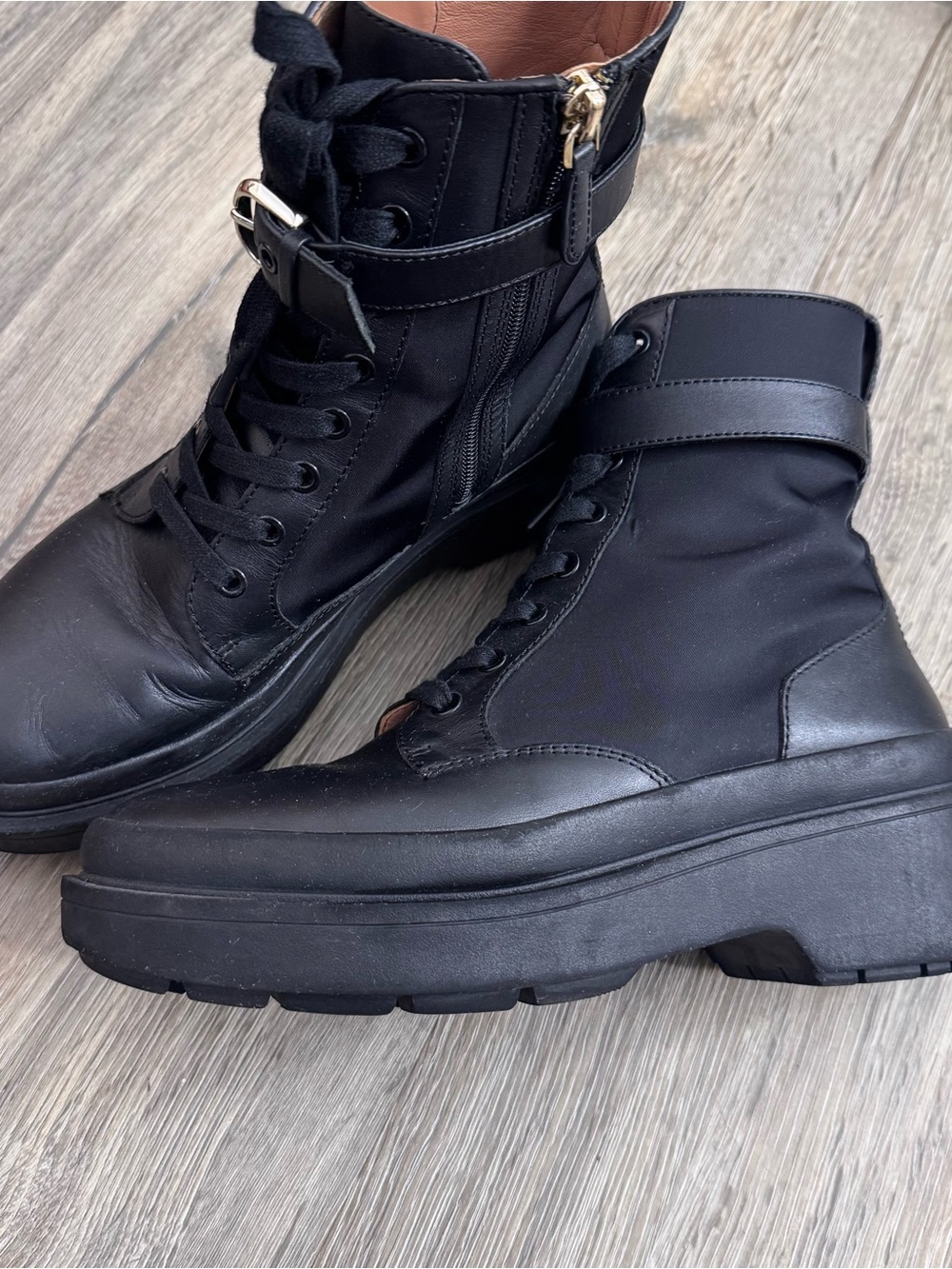 kate spade black and tan leather ankle boot